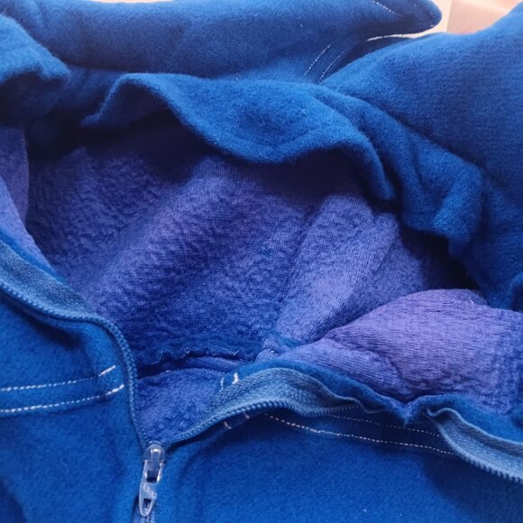 1OF1 XXS Vintage Blue Wool Short-Sleeve Blouse Matching Skirt Set 1970's Mod - Picture 8 of 9